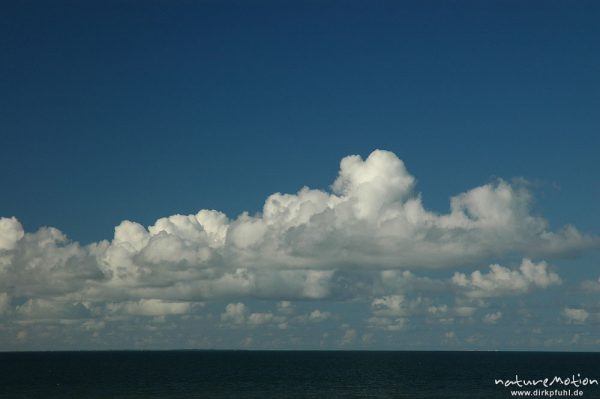 Kumulus-Wolken über blauem Meer, Küste zwischen Dagebüll und Föhr, Föhr, Deutschland