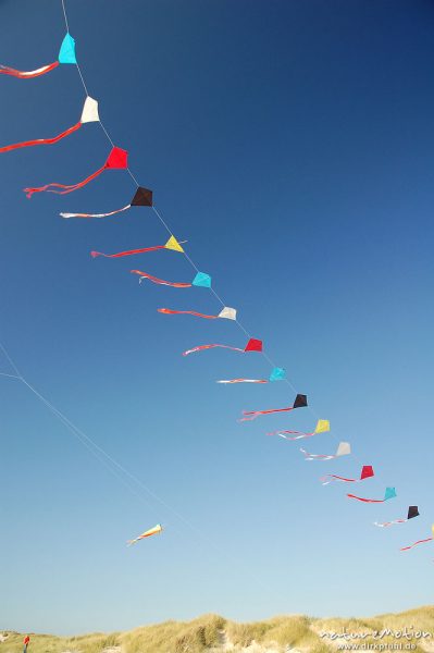 Drachen an blauem Himmel, Strand von Amrum, Amrum, Deutschland