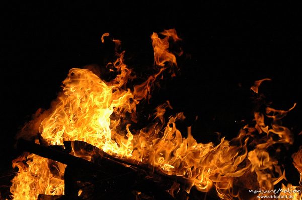 Flammen, Osterfeuer im Garten von Renate Karwehl, Hamburg, Deutschland