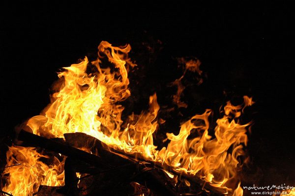 Flammen, Osterfeuer im Garten von Renate Karwehl, Hamburg, Deutschland