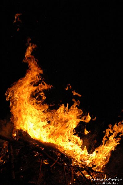 Flammen, Osterfeuer im Garten von Renate Karwehl, Hamburg, Deutschland