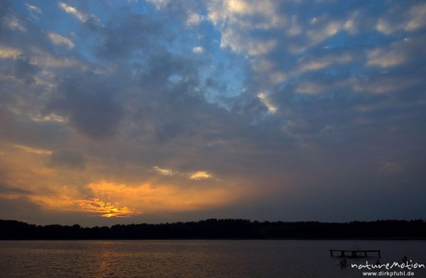 Sonnenuntergang über dem Kleinen Möschen, Granzow, Mecklenburger Seen, Deutschland