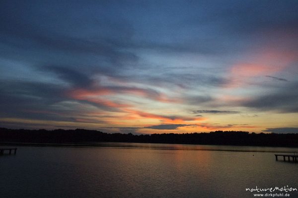 Sonnenuntergang über dem Kleinen Möschen, Granzow, Mecklenburger Seen, Deutschland