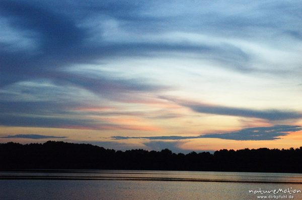 Sonnenuntergang über dem Kleinen Möschen, Granzow, Mecklenburger Seen, Deutschland