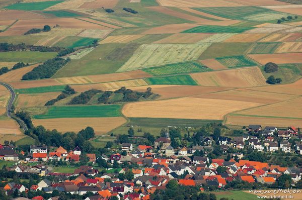 Felder und Ackerflächen im Herbst, Blick vom Hohen Meißner nach Osten, Hoher Meißner, Deutschland