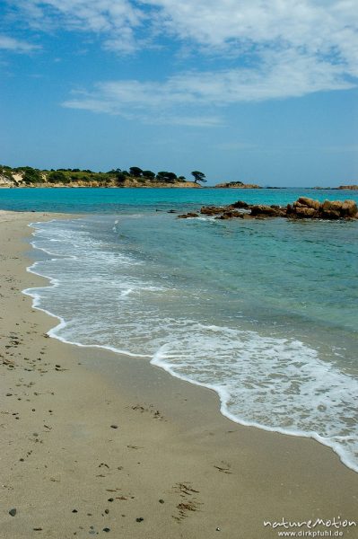 Bucht bei Palombaggia, Pino Acciaju, Strand und Felsen, Korsika, Frankreich