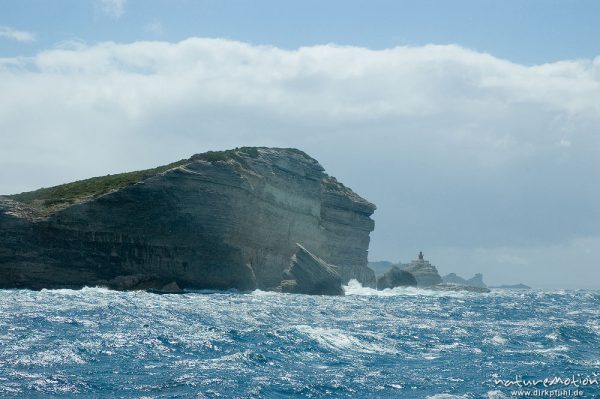 Felsküste bei Bonifacio, Sturm und hoher Seegang, Korsika, Frankreich