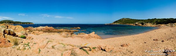 Felsküste, rote Felsen, Bucht von Rondinaria, Korsika, Frankreich