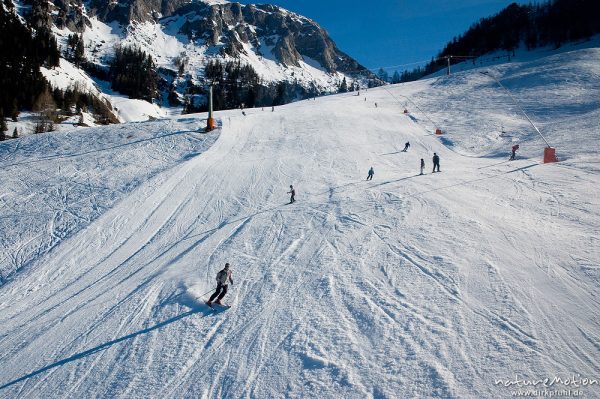 Skipiste am Jänner, Skiläufer, Schönau am Königssee, Deutschland