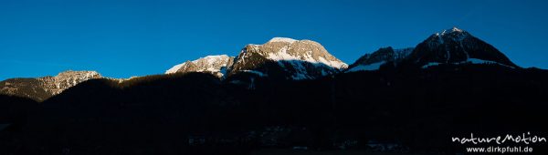 Hoher Göll und Hohes Brett im Abendlicht, Schönau am Königssee, Deutschland