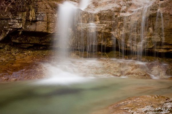 Königsbachfall, Wasserfall, teilweise vereist, Abendlicht, Königssee, Deutschland