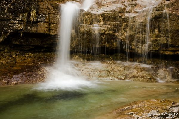 Königsbachfall, Wasserfall, teilweise vereist, Abendlicht, Königssee, Deutschland