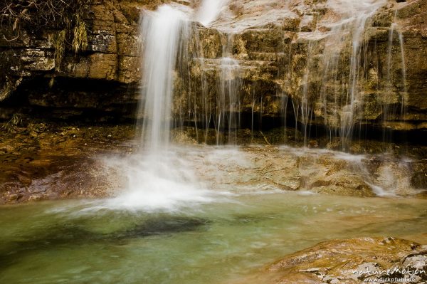 Königsbachfall, Wasserfall, teilweise vereist, Abendlicht, Königssee, Deutschland