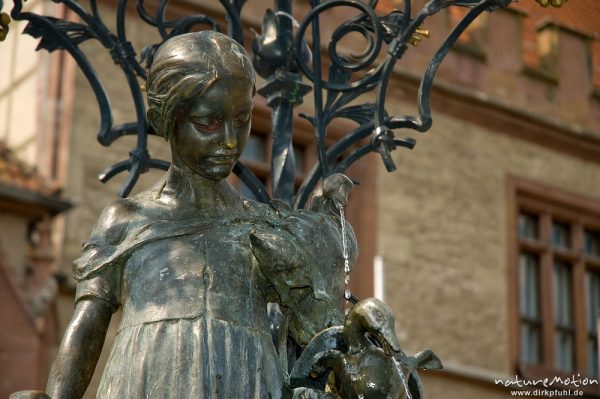 Gänseliesel, Brunnenstatue vor dem Göttinger Rathaus, Wahrzeichen von Göttingen, Göttingen, Deutschland