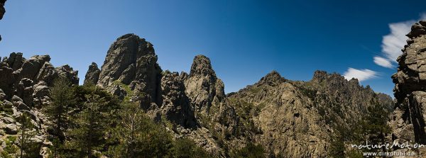 Gebirgslandschaft, Bavella, Türme 1, 2 und 3, Korsika, Frankreich