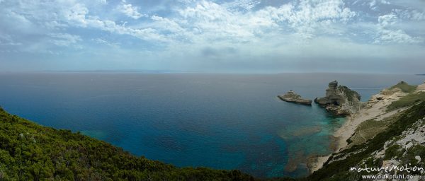 Felsküste mit verwitterten Kalksteinfelsen, Capo Pertusato, Korsika, Frankreich