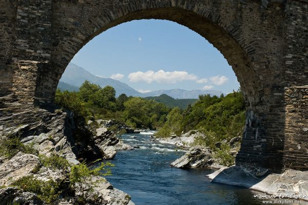 Genueserbrücke über den Tavignano, bei Altiani, Korsika, Frankreich