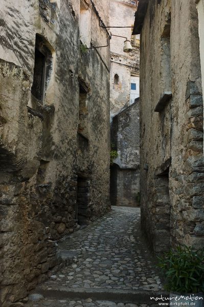 enge Gasse, gepflasterte Strasse, Altstadt von Corte, Korsika, Frankreich