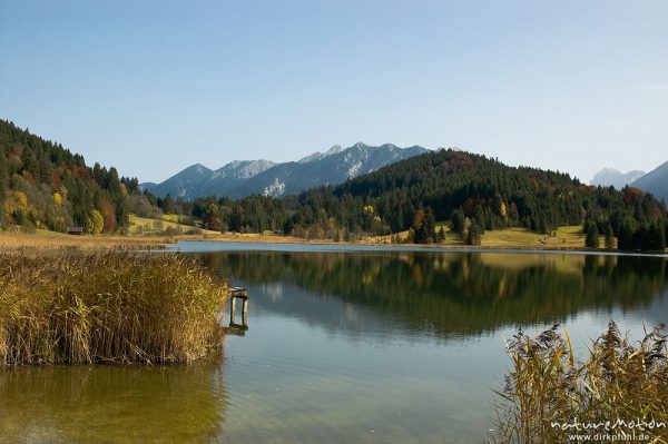 Geroldsee mit Blick auf Karwendel, Klais Oberbayern, Deutschland