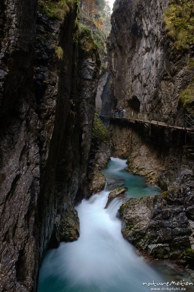 Klamm, Schlucht mit scheumendem Bergbach, Leutaschklamm, Mittenwald Oberbayern, Deutschland