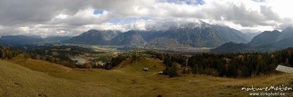 Karwendel, Isartal und Wildensee, Blick vom Hohen Kranzberg, Mittenwald Oberbayern, Deutschland