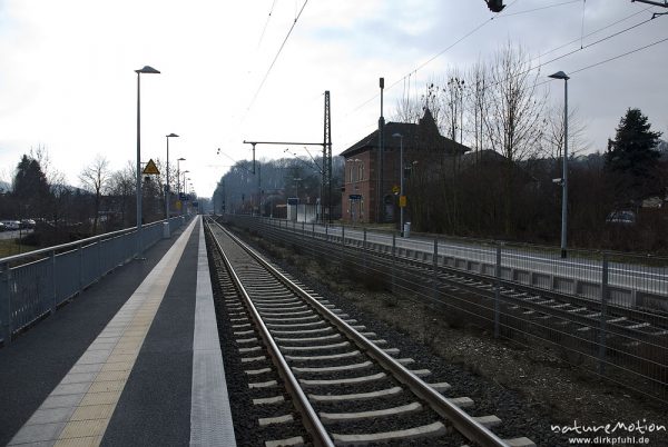 Bahnsteig und Gleise, Bahnhof Friedland, Friedland, Deutschland