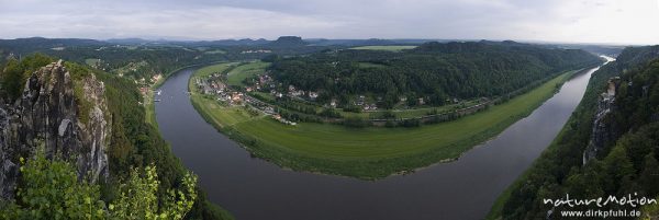 Elbschleife bei Rathen, Blick von der Bastei, Rathen, Deutschland