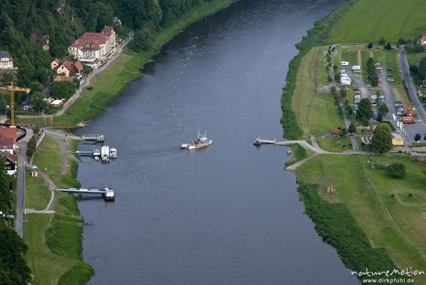 Fähre bei Rathen, Elbe, Blick von der Bastei, Rathen, Deutschland