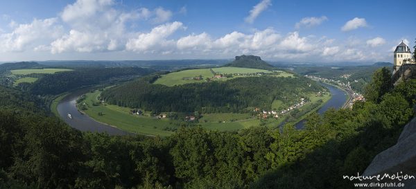 Elbe bei Königstein, Lilienstein, Blick von Festung Königstein, Königstein, Deutschland