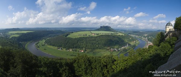 Elbe bei Königstein, Lilienstein, Blick von Festung Königstein, Königstein, Deutschland