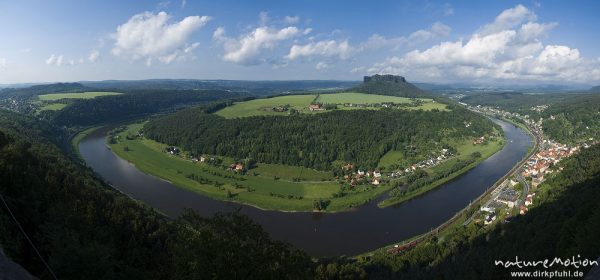 Elbe bei Königstein, Lilienstein, Blick von Festung Königstein, Königstein, Deutschland