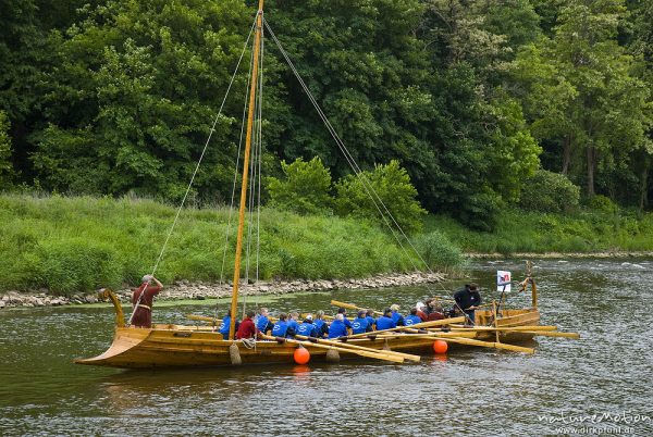 Römerschiff "Victoria", Nachbau eines römischen Flussschiffes, Hedemünden, Deutschland