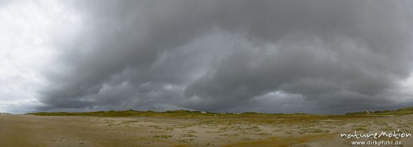 Regenwolken, Strand und Dünen, Amrum, Deutschland