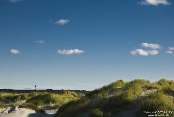 Leuchtturm, Dünen, Wolken, blauer Himmel, Amrum, Deutschland