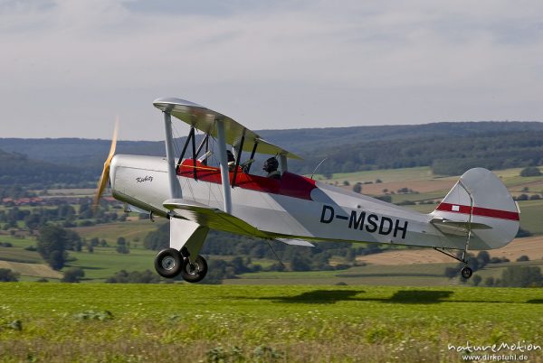 Platzer Kiebitz, zweisitziger Ultraleicht Doppeldecker, Start von Segelflugplatz, Flugtag Uslar, Uslar, Deutschland