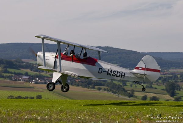 Platzer Kiebitz, zweisitziger Ultraleicht Doppeldecker, Start von Segelflugplatz, Flugtag Uslar, Uslar, Deutschland