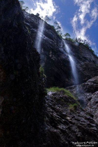 Höllentalklamm, Bergbach, Klammweg, fließendes Wasser, Wetterstein, Garmisch-Partenkirchen, Deutschland