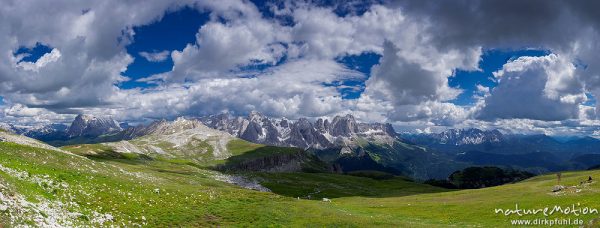 Langkofel, Plattkofel, Schlern Hochfläche und Rosengarten, Dolomiten Höhenweg, Seiseralm (Südtirol), Italien
