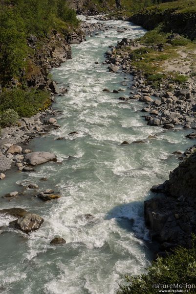 Flusslauf des Muru, Gletscherfluss, Memurudalen, Jotunheimen, Memurubu, Norwegen