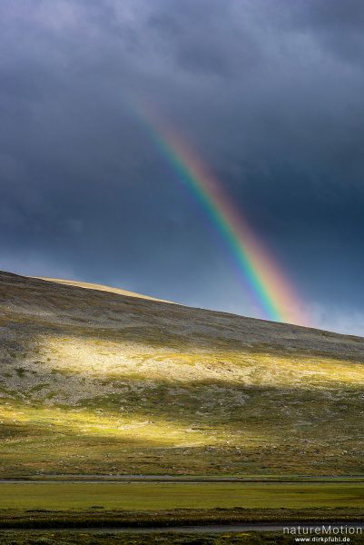Regenbogen, Tal des Veo, Felsen, Bergrücken, Himmel, Abendlicht, Jotunheinem, Glitterheim, Norwegen