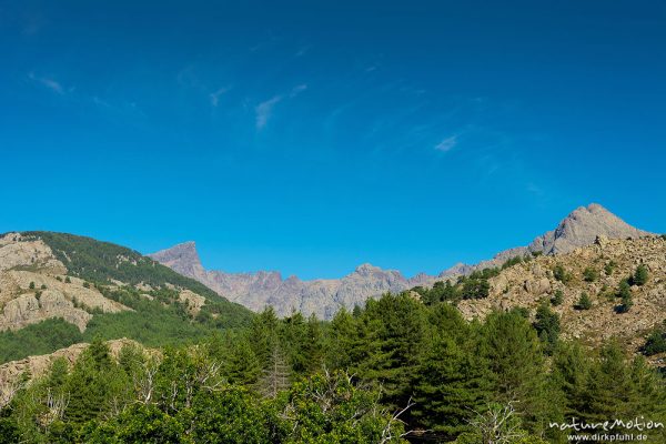 Paglia Orba, Blick durch das Tal des Viru, Korsika, Frankreich