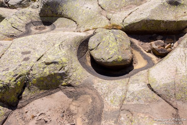 vom Wasser ausgespülte Mulden im Fels, Golo-Tal, Korsika, Frankreich