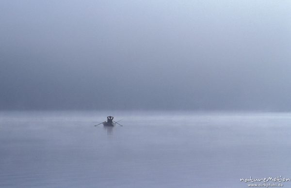 Angler im Nebel, Edersee, Edersee, Deutschland