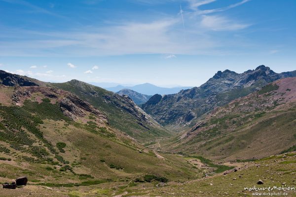 Tal des Golo, Blick von der Hütte Ciottuli di i Mori talwärts, Korsika, Frankreich