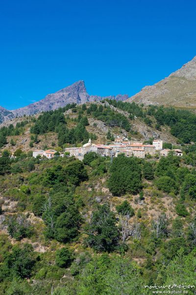 Bergdorf, Calassima am Fuß der Paglia Orba, Niulo, Korsika, Frankreich