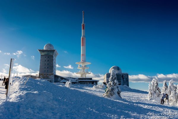 ehemaliger Lauschposten auf dem Brocken, verschneites Brockenplateau, Brocken, Harz, Deutschland