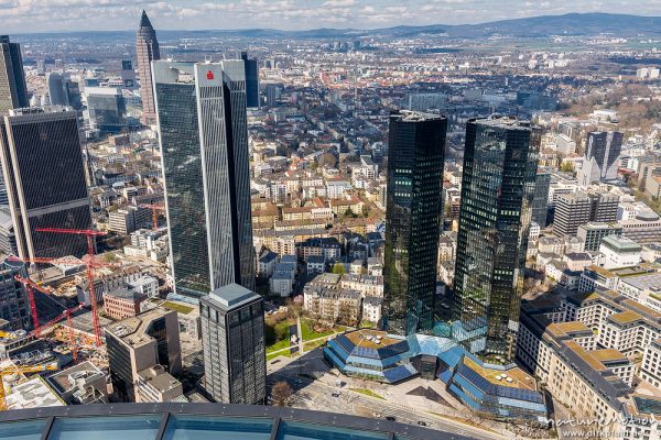 Blick vom Maintower auf die Frankfurter City, Bankenviertel, Hochhaus, Frankfurt a.M., Deutschland