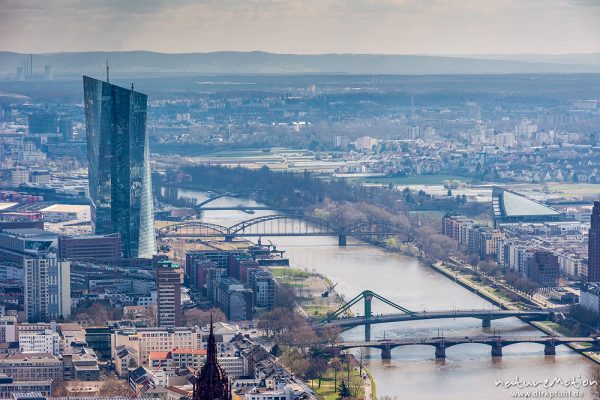 Blick vom Maintower auf die Frankfurter City, Main, EZB, Frankfurt a.M., Deutschland