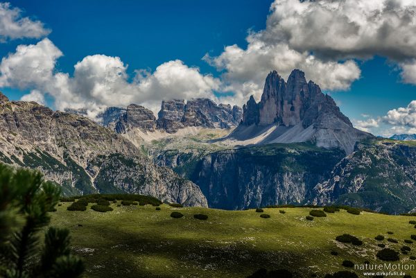 Drei Zinnen, Blick von den Strudelköpfen, Dolomiten, Italien