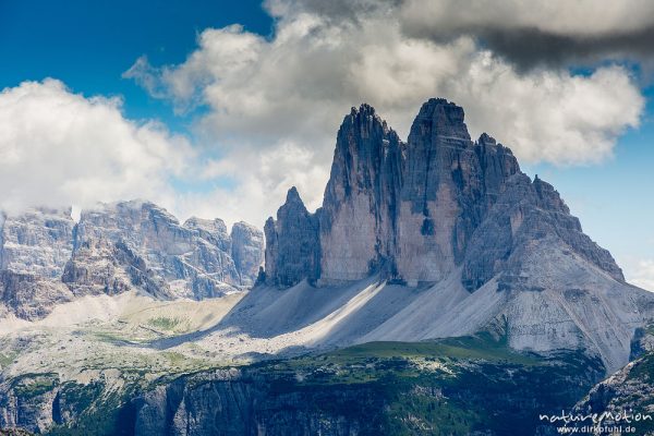 Drei Zinnen, Blick von den Strudelköpfen, Dolomiten, Italien